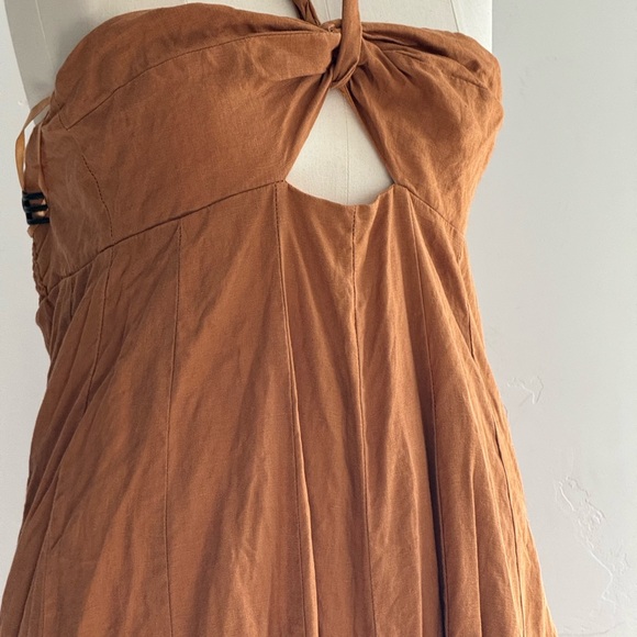 DISSH Verdes Tangerine Linen Maxi Dress US 4 - Picture 4 of 5